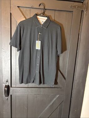 Weatherproof Black Short-Sleeve Button-Down Polo Shirt
